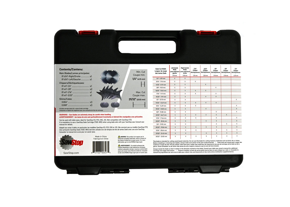 SawStop 8" Dado Set Kit - BTS-DS8-2402
