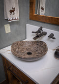 Eden Bath Dark Emperador Marble Freeform Vessel Sink - EB_S032DE-H