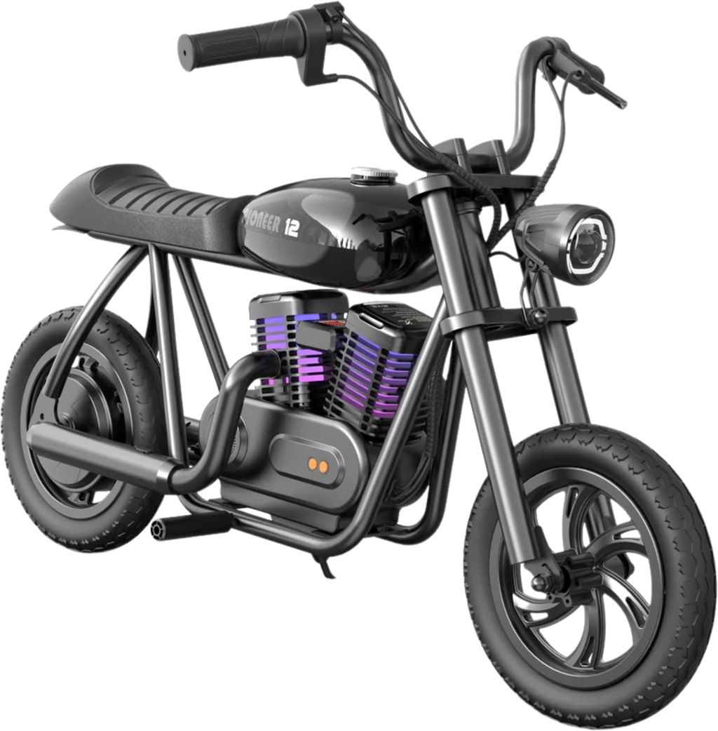 Hyper Gogo Pioneer 12 Plus Electric Kids Motorcycle Bluetooth Speaker 21.9V 160W 10 MPH 7.5 Miles - EL-MB05P-BLACK