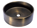 Eden Bath15 3/4" Round Thick Rim Stainless Steel Bathroom Vessel Sink with Drain in Antique - EB_SS003AT