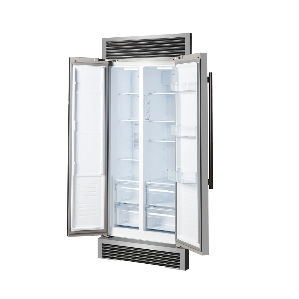 Forno 33-Inch Salerno Side-by-Side Counter Depth Refrigerator 15.6 Cu. Ft. in Stainless Steel with Professional Handle & 4” Decorative Grille  - FFRBI1805-37SG