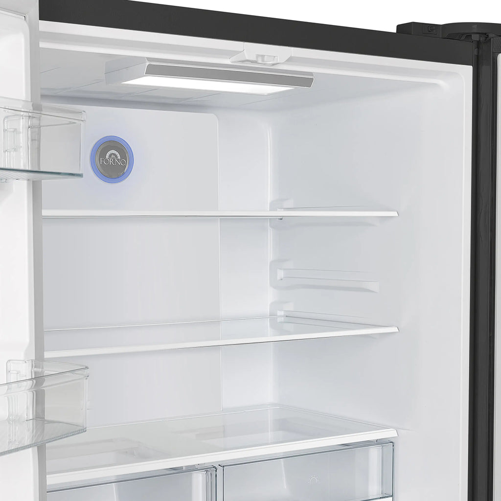 Forno Espresso Moena 36-inch 19.2 Cu.ft French Door Refrigerator in Black with Stainless Steel Handle  - FFRBI1820-36BLK