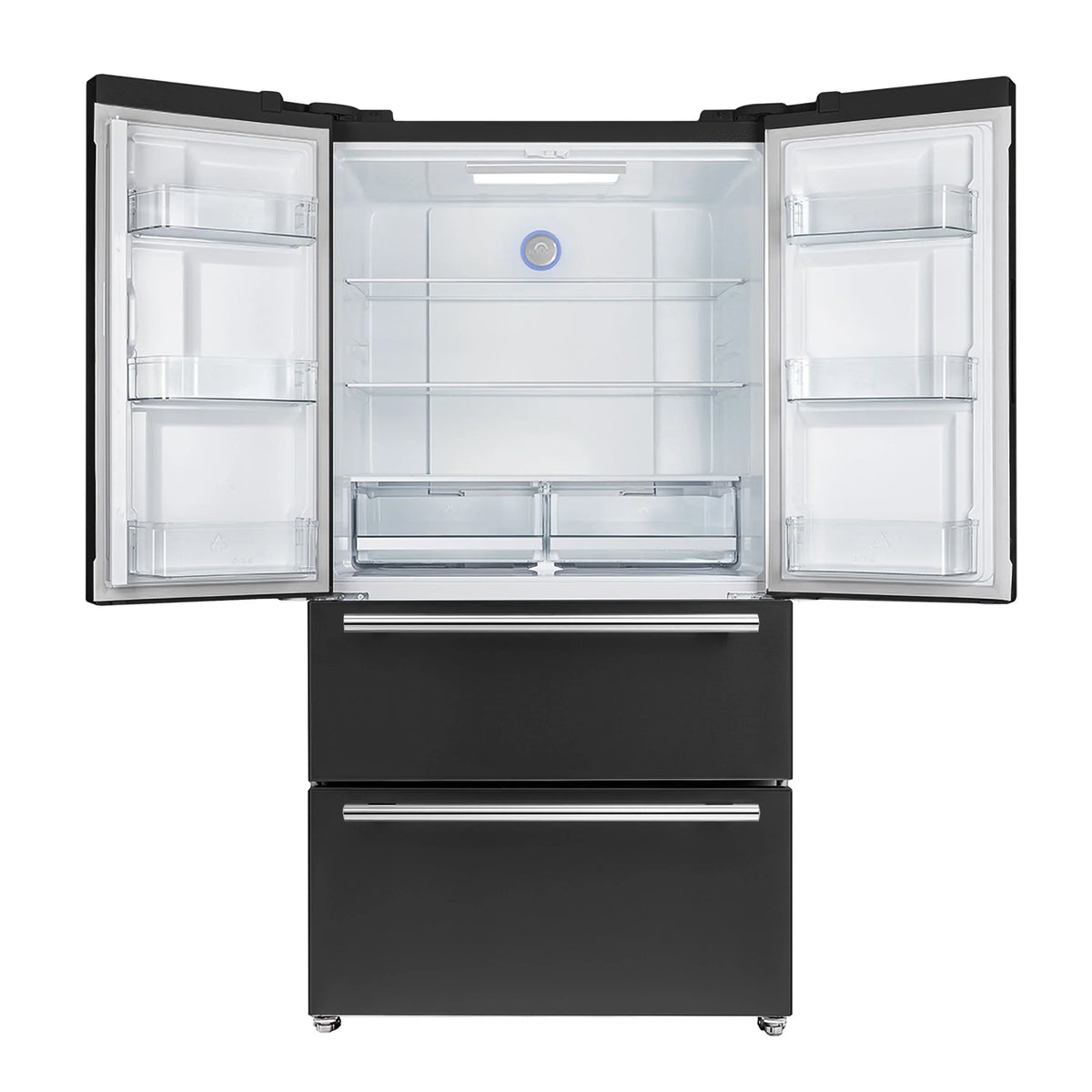 Forno Espresso Moena 36-inch 19.2 Cu.ft French Door Refrigerator in Black with Stainless Steel Handle  - FFRBI1820-36BLK