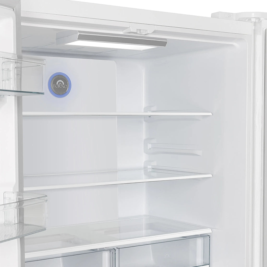 Forno Espresso Moena 36-inch 19.2 Cu.ft French Door Refrigerator in White with Stainless Steel Handle  -  FFRBI1820-36WHT