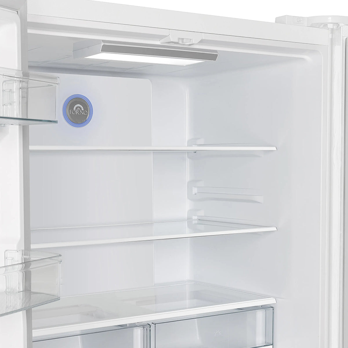 Forno Espresso Moena 36-inch 19.2 Cu.ft French Door Refrigerator in White with Stainless Steel Handle  -  FFRBI1820-36WHT