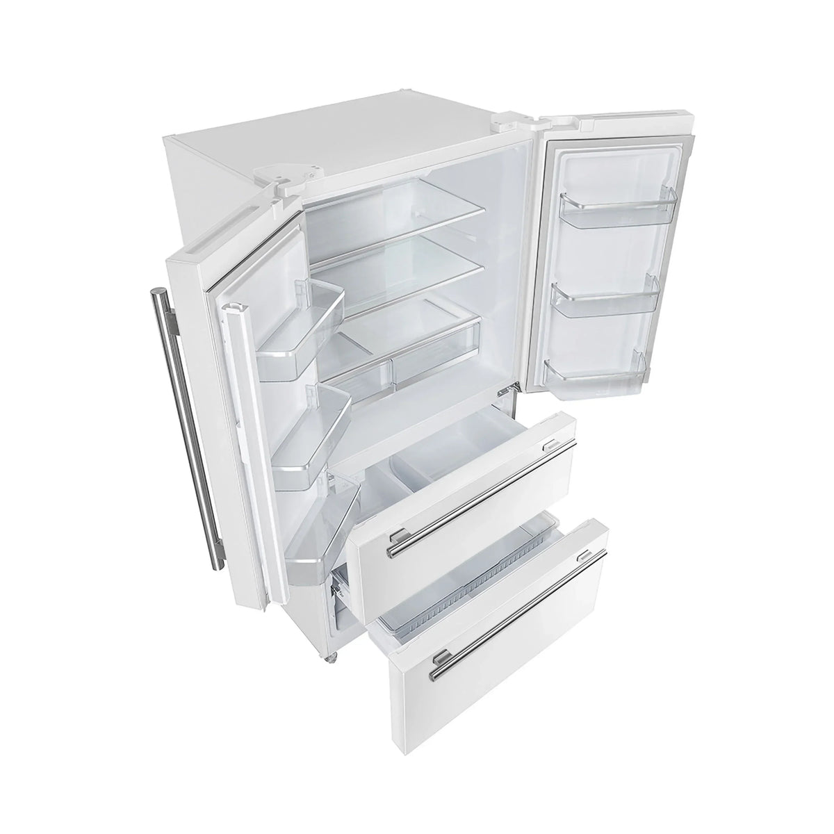 Forno Espresso Moena 36-inch 19.2 Cu.ft French Door Refrigerator in White with Stainless Steel Handle  -  FFRBI1820-36WHT