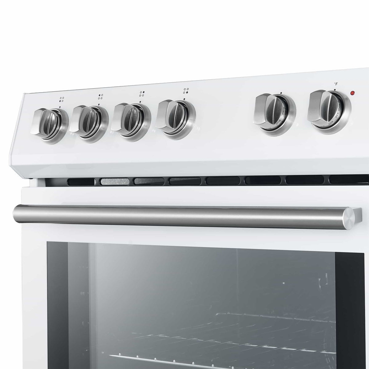 Forno 5-Piece Appliance Package - 30-Inch Electric Range, Under Cabinet Range Hood, French Door Refrigerator, Dishwasher, and 30-Inch Microwave Drawer in White with Stainless Steel Trim - APR5-6012-30WHT-MWD30