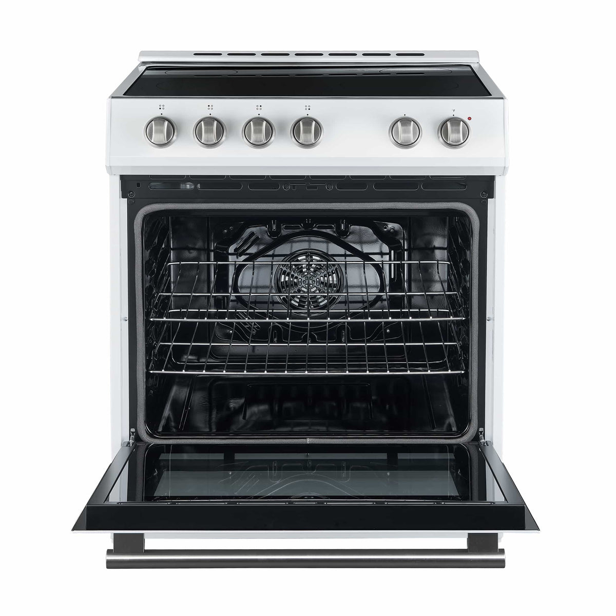 Forno 5-Piece Appliance Package - 30-Inch Electric Range, Under Cabinet Range Hood, Refrigerator with Water Dispenser, Dishwasher, and 30-Inch Microwave Drawer in White with Stainless Steel Trim - APW5-6012-30WHT-MWD30