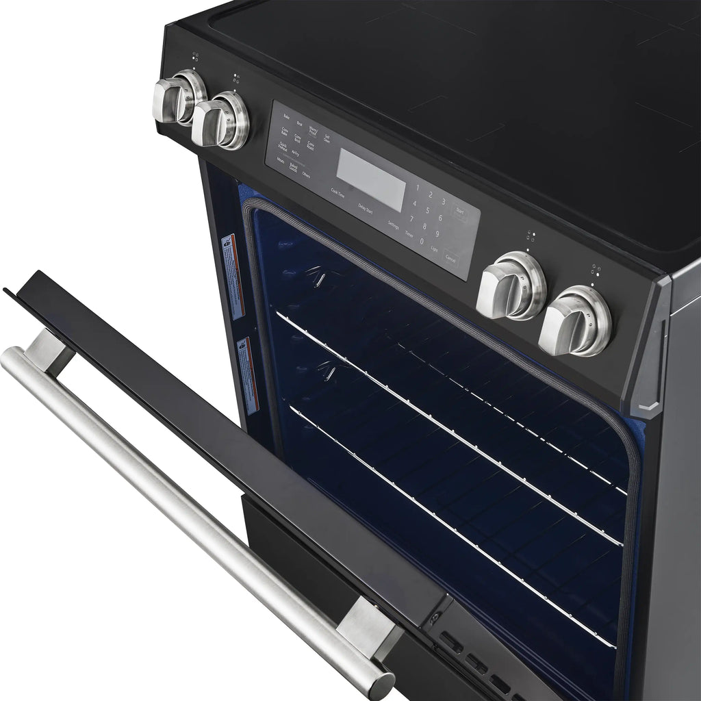 Forno 5-Piece Appliance Package - 30-Inch Induction Range, Under Cabinet Range Hood, Refrigerator with Water Dispenser, Dishwasher, and 30-Inch Microwave Oven in Black with Stainless Steel Trim - APW5-905-30BLK-MWO30