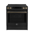 Forno Espresso Donatello 30-Inch Induction Range with Digital Display in Black with Antique Brass Trim  - FFSIN0905-30BLK