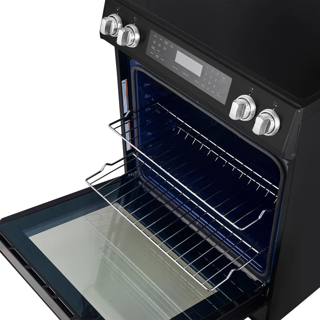 Forno 5-Piece Appliance Package - 30-Inch Inducton Range, Under Cabinet Range Hood, Refrigerator with Water Dispenser, Dishwasher, and  24-Inch Microwave Oven in Black with Stainless Steel Trim - APW5-905-30BLK-MWO24