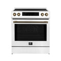 Forno Espresso Donatello 30-Inch Induction Range with Digital Display in White with Antique Brass Trim  - FFSIN0905-30WHT