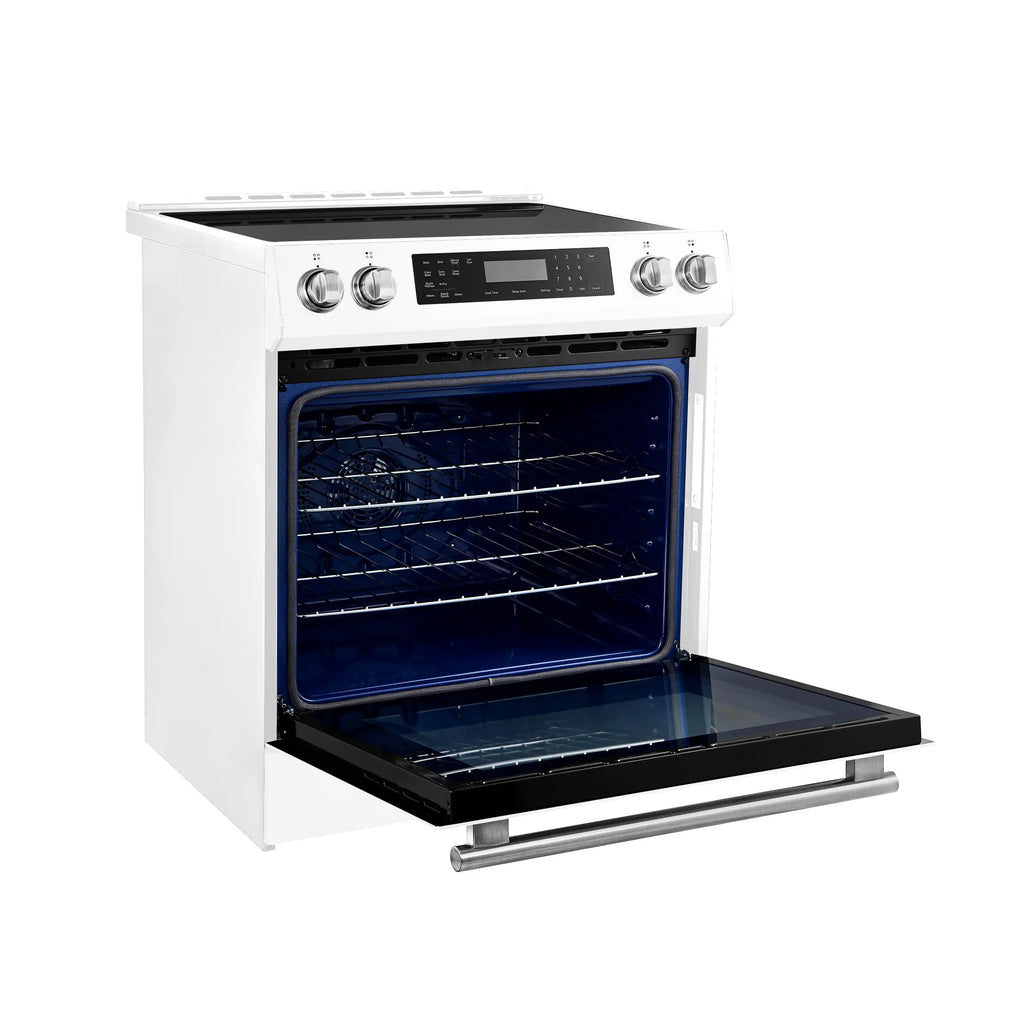 Forno Espresso Donatello 30-Inch Induction Range with Digital Display in White with Stainless Steel Handle  - FFSIN0905-30WHT