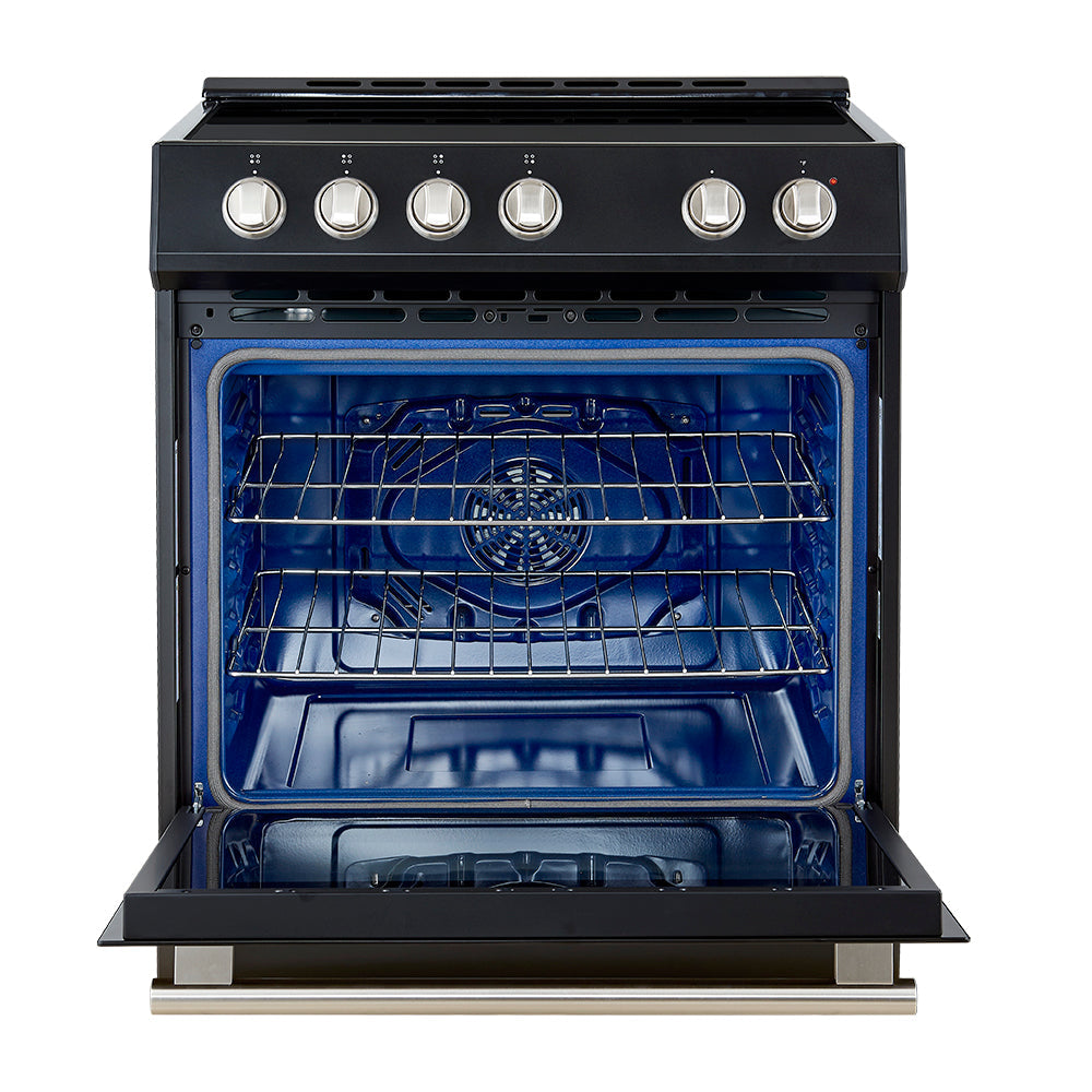 Forno 5-Piece Appliance Package - 30-Inch Induction Range, Under Cabinet Range Hood, French Door Refrigerator, Dishwasher, and 30-Inch Microwave Drawer in Black with Stainless Steel Trim - APR5-982-30BLK-MWD30