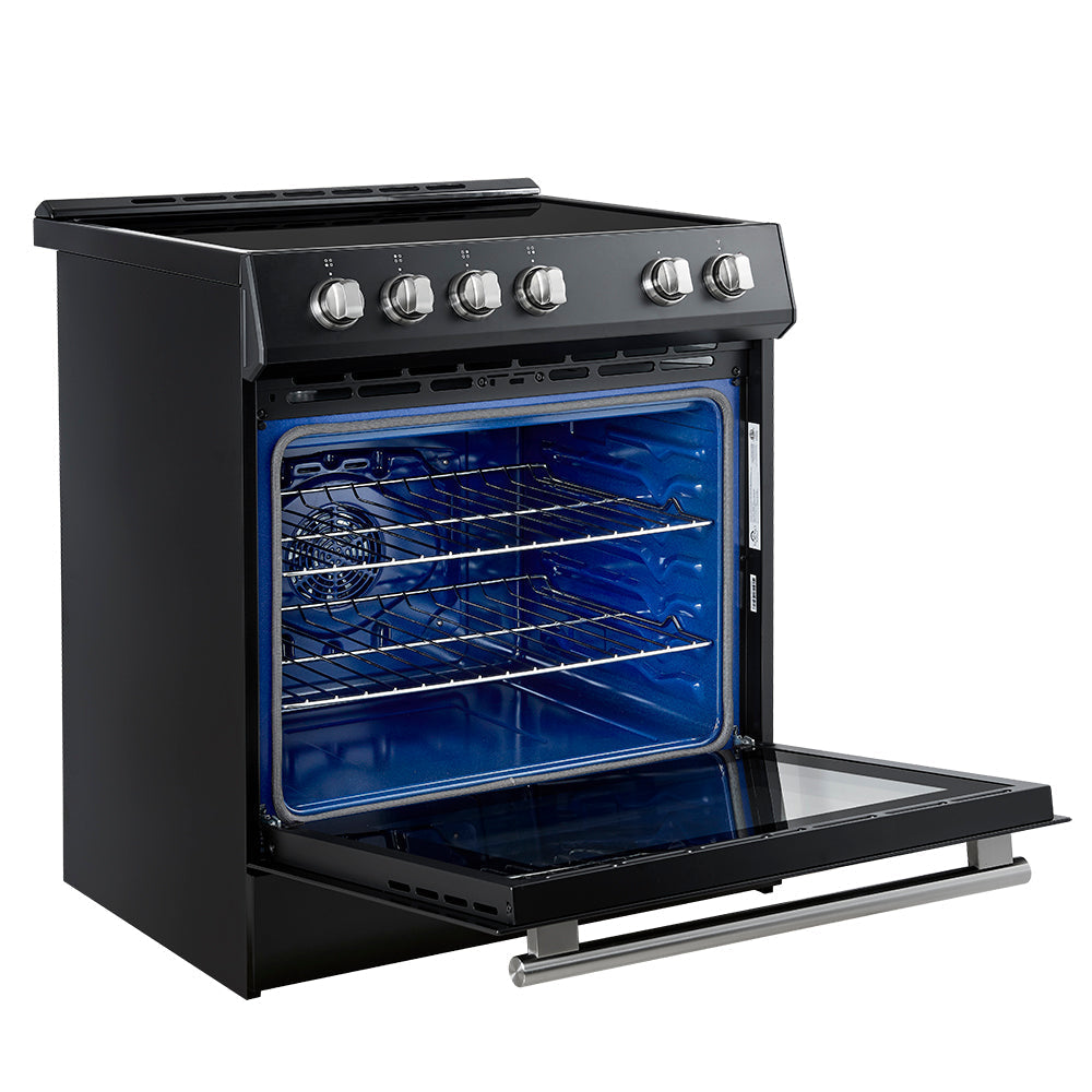 Forno 5-Piece Appliance Package - 30-Inch Induction Range, Under Cabinet Range Hood, French Door Refrigerator, Dishwasher, and 30-Inch Microwave Drawer in Black with Stainless Steel Trim - APR5-982-30BLK-MWD30