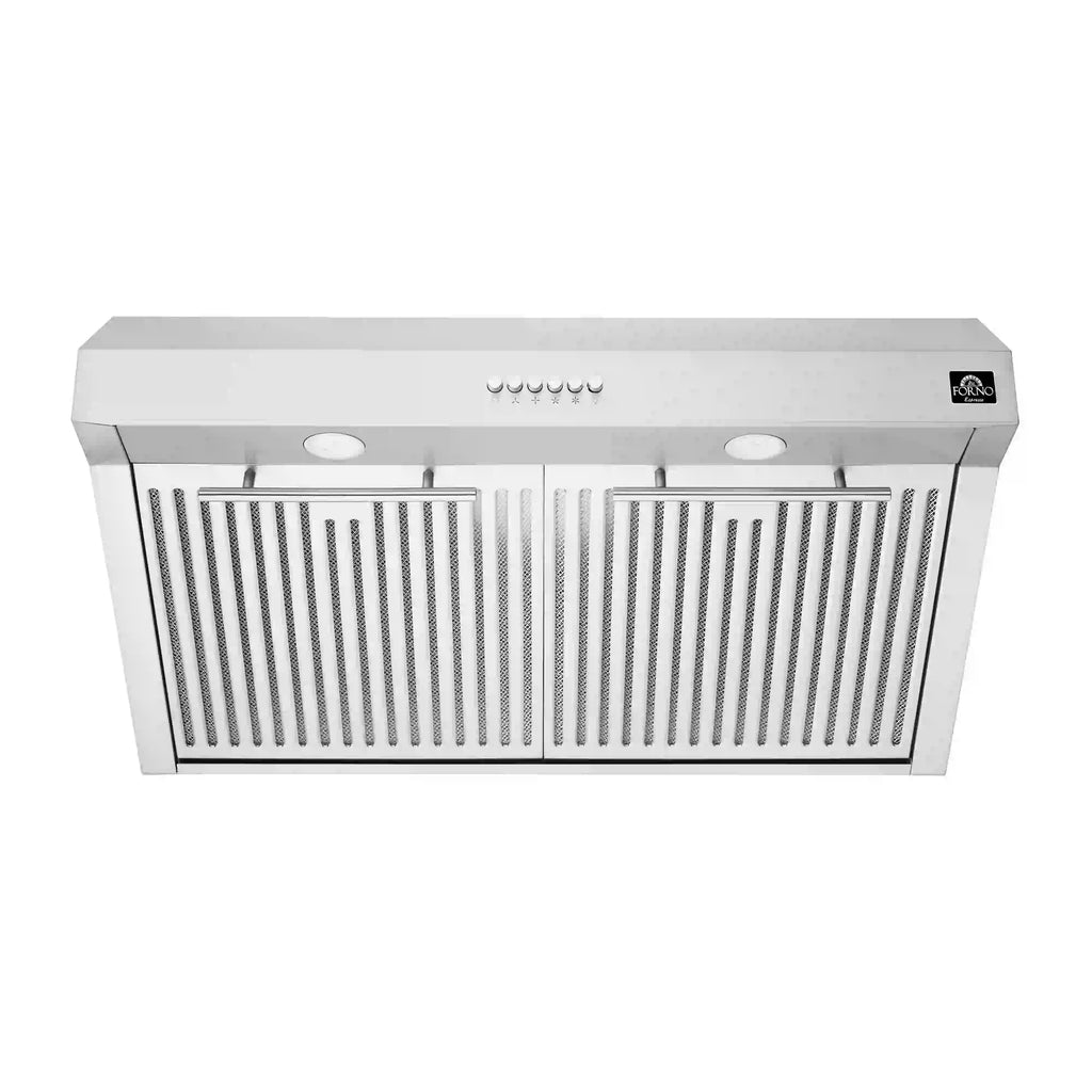 Forno 5-Piece Appliance Package - 30-Inch Induction Range, Under Cabinet Range Hood, Refrigerator with Water Dispenser, Dishwasher, and 30-Inch Microwave Drawer in Stainless Steel - APW5-905-30-MWD30