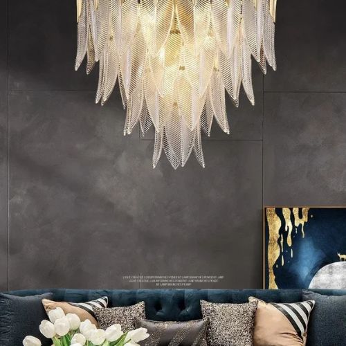Luxury Feather Crystal Chandelier Lamp