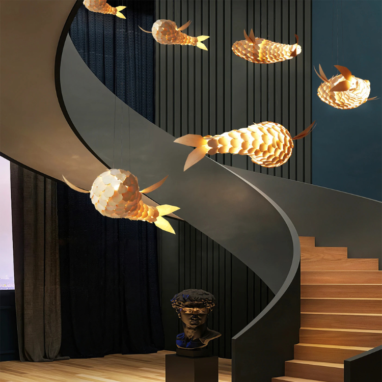 Handcrafted Fish-Shaped Chandelier