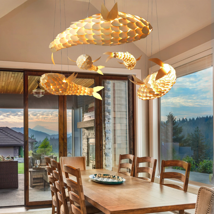 Handcrafted Fish-Shaped Chandelier