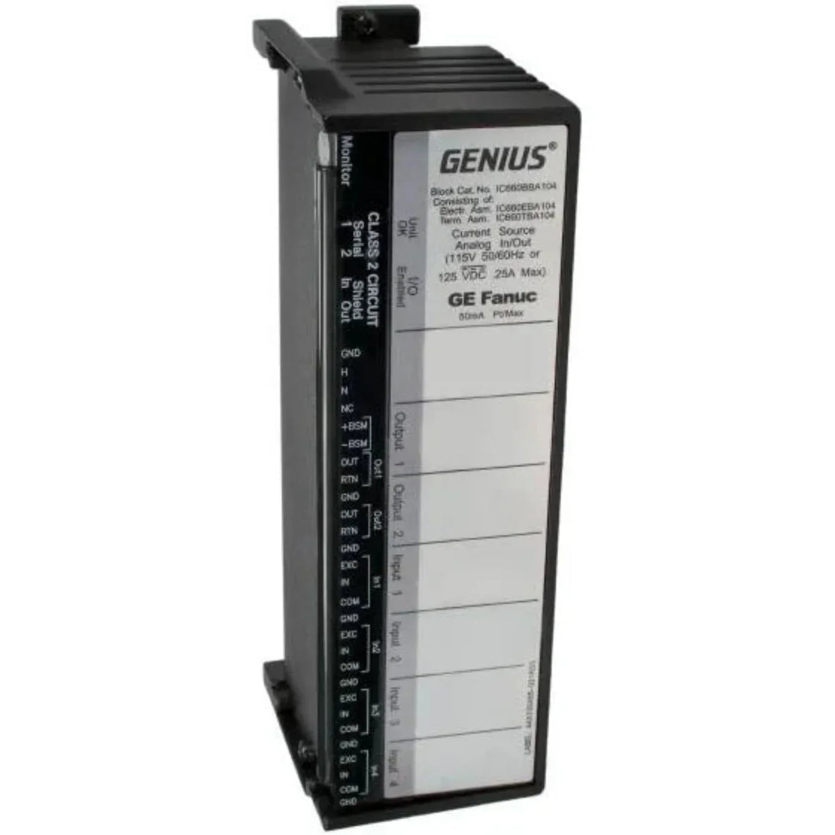 Fanuc Corporation Ge Fanuc Block 115VAC/125VDC Analog Current Source 4 Inputs / 2 Outputs - Fanuc Corporation - IC660BBA104