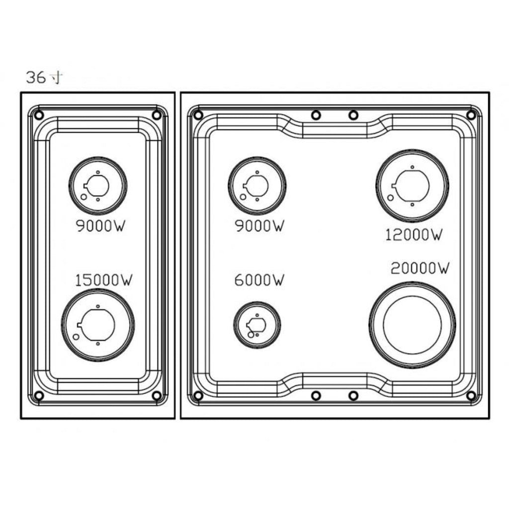Awoco 36” Freestanding 6 Burners Range with 4.5 cu ft. Convection Oven and 2 Racks - JK36A1-T-NG