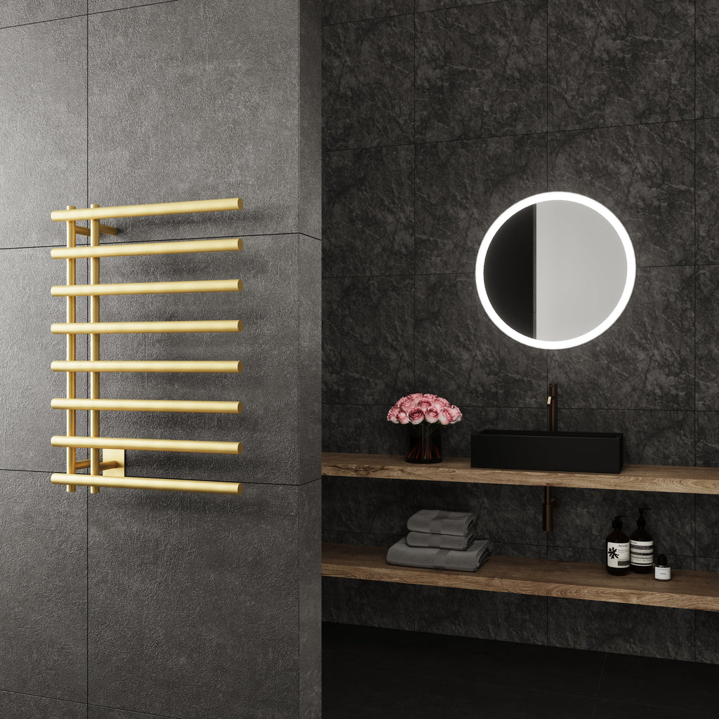 Paris Mirror Leto Wall Mounted Electric Towel Warmer in Gold - LETOGLD08