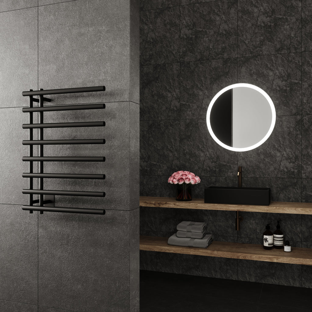 Paris Mirror Leto Wall Mounted Electric Towel Warmer in Black - LETOBLK08