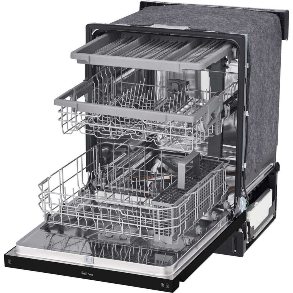 LG 24 in. Front Control Dishwasher with QuadWash and 3rd Rack in Smooth Black (LDFN4542B)