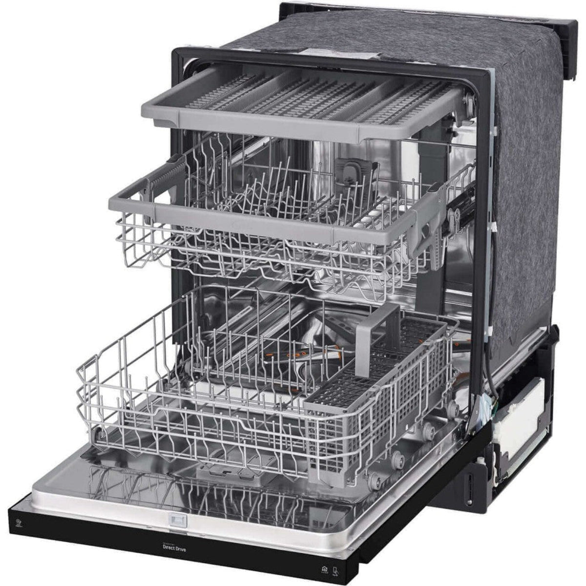 LG 24 in. Front Control Dishwasher with QuadWash and 3rd Rack in Smooth Black (LDFN4542B)