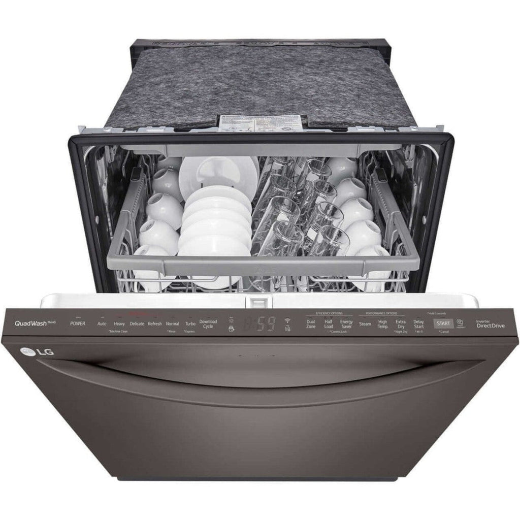 LG 24 in. Top Control Wi-Fi Enabled Dishwasher with TrueSteam and 3rd Rack in Black Stainless Steel (LDTS5552D)