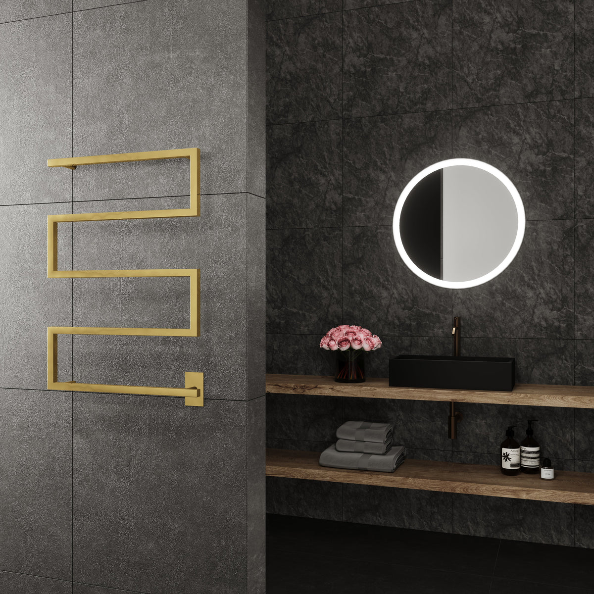 Paris Mirror Metis Wall Mounted Electric Towel Warmer in Gold - METIGLD05
