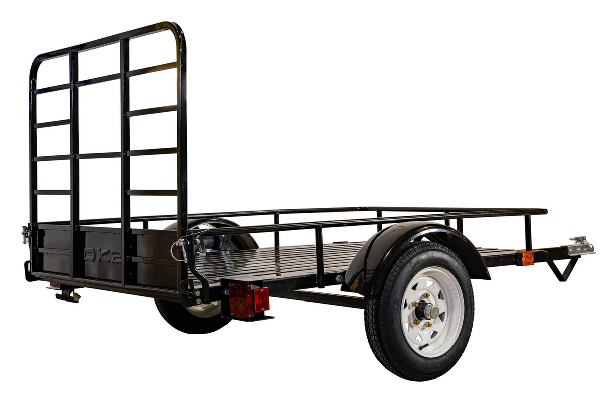 DK2 MMT4X6O Single Axle Open Rail Utility Trailer 4 ft. x 6 ft. 1295 lbs. Capacity Powder Coated Black New - MMT4X6O