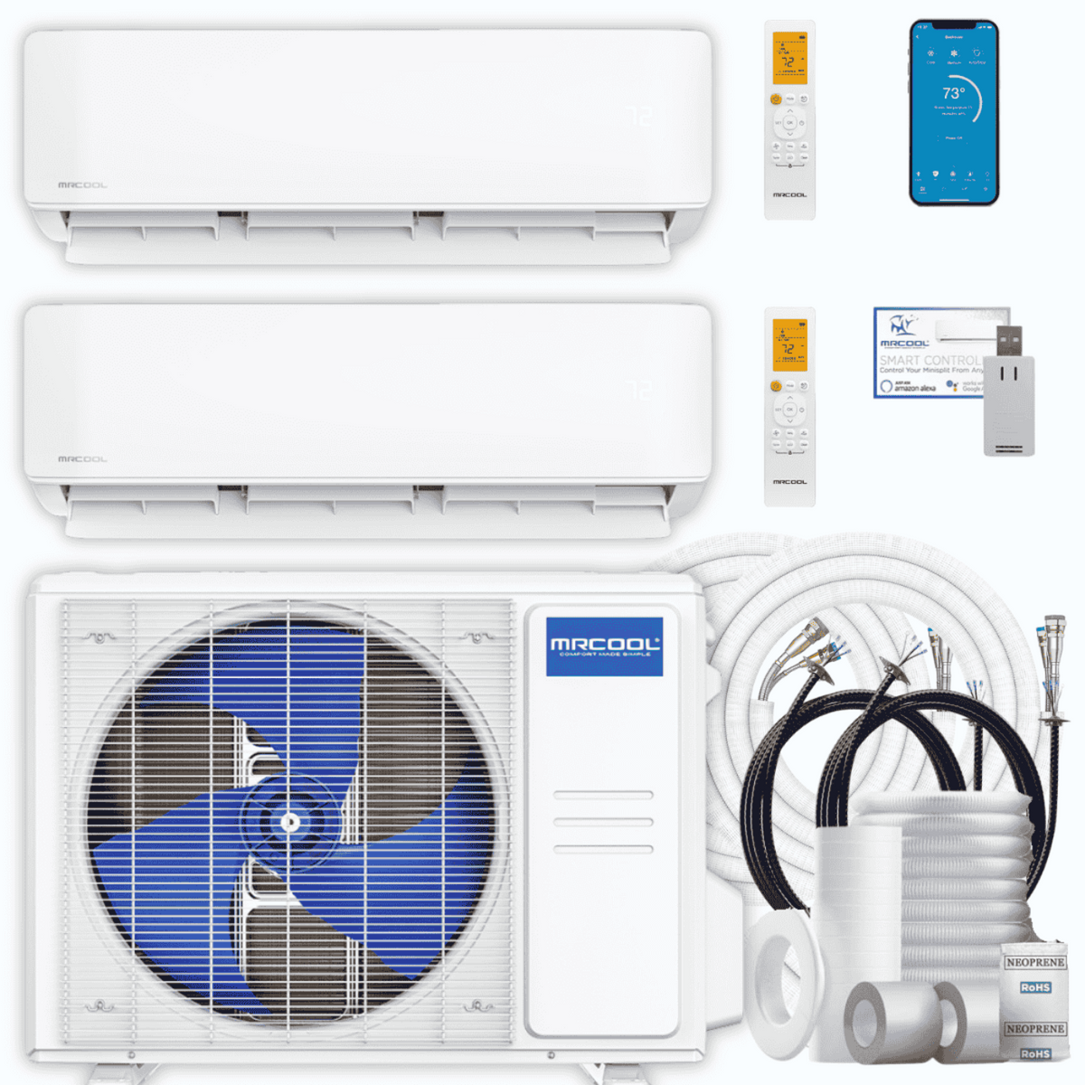 MRCOOL DIY 5th Gen 2-Zone 36,000 BTU Ductless Mini Split Air Conditioner & Heat Pump with Pre-Charged Line Sets (12K+24K) - , DIYM248HP