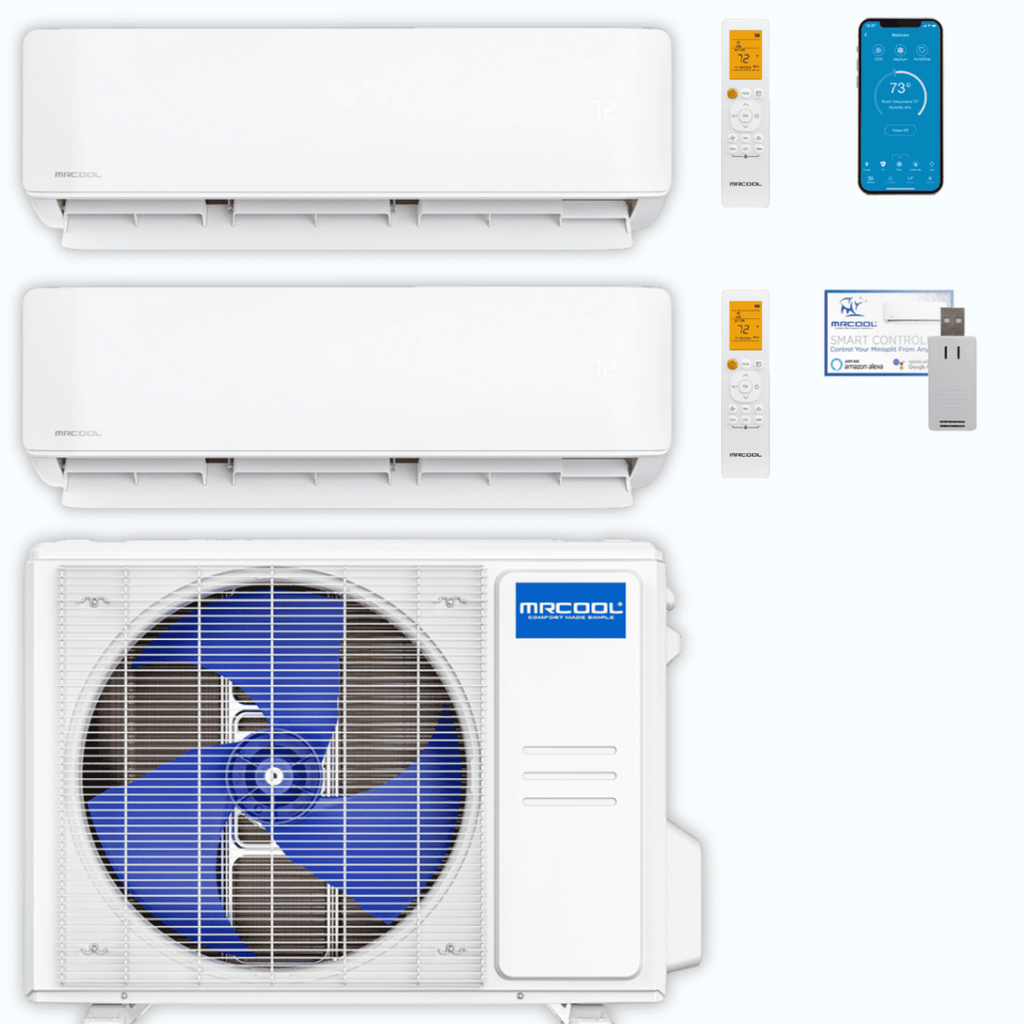 MRCOOL DIY 5th Gen 2-Zone 21,000 BTU Ductless Mini Split Air Conditioner & Heat Pump (9K+12K), -  DIY2-B-18HP0912