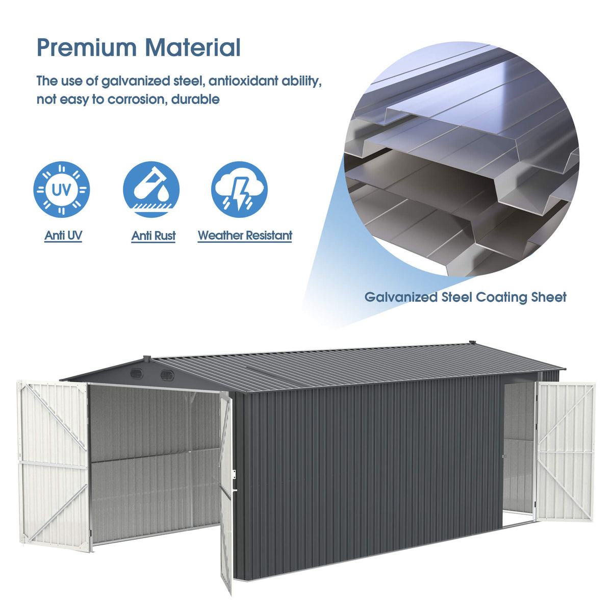 Chery Industrial [AS-IS] Metal Storage Shed 13'x20' D_DOUMS1320DG01