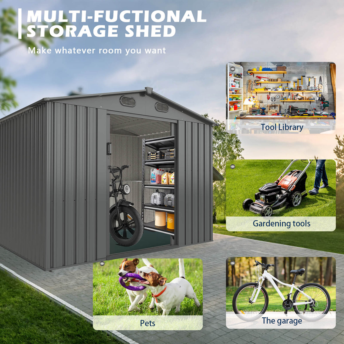 Chery Industrial [AS-IS] Metal Storage Shed 13'x20' D_DOUMS1320DG01