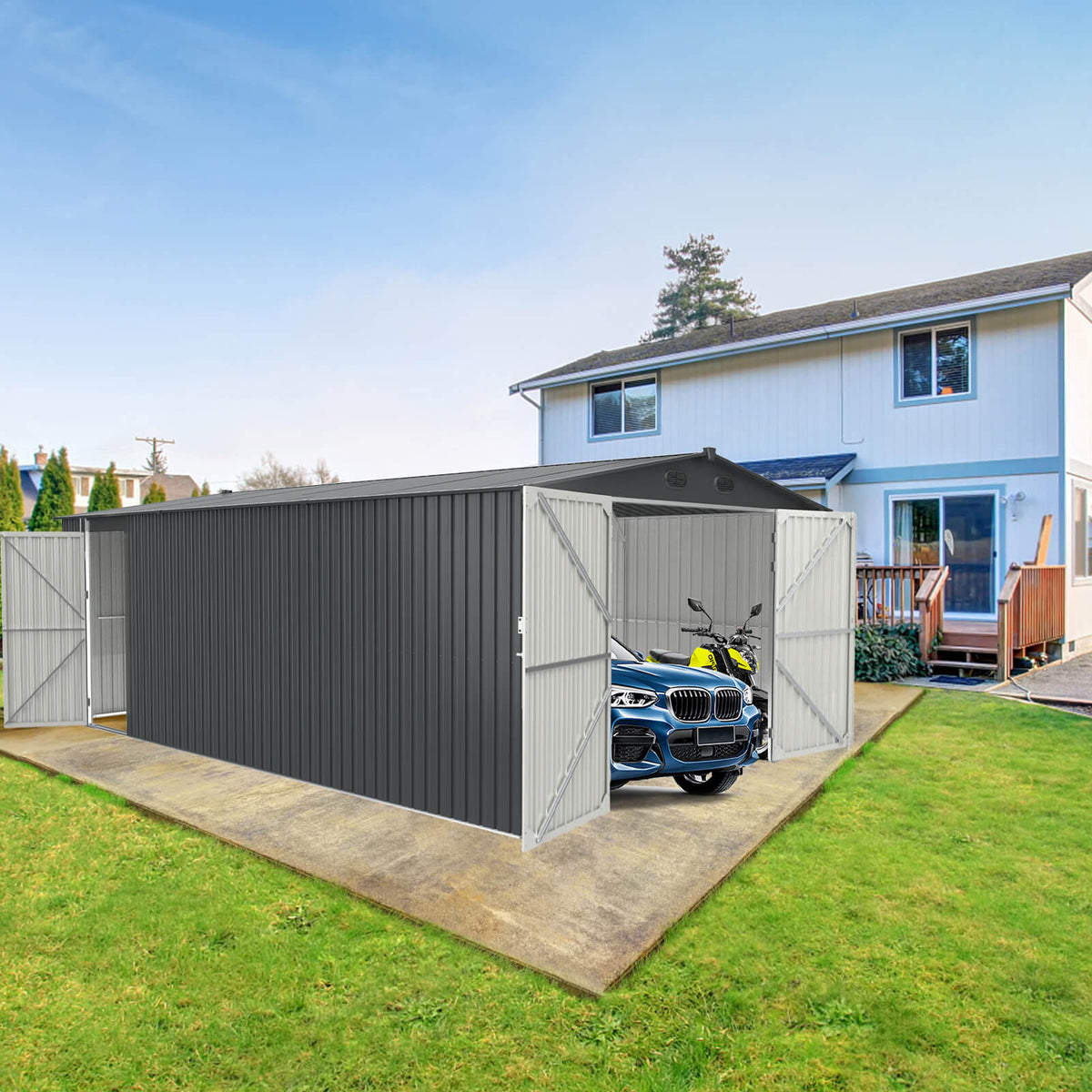 Chery Industrial [AS-IS] Metal Storage Shed 13'x20' D_DOUMS1320DG01
