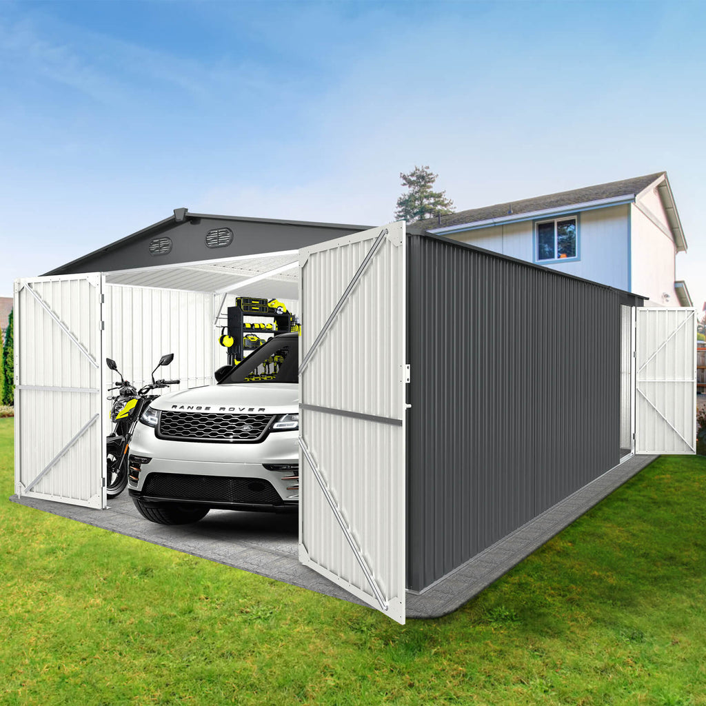 Chery Industrial [AS-IS] Metal Storage Shed 13'x20' D_DOUMS1320DG01