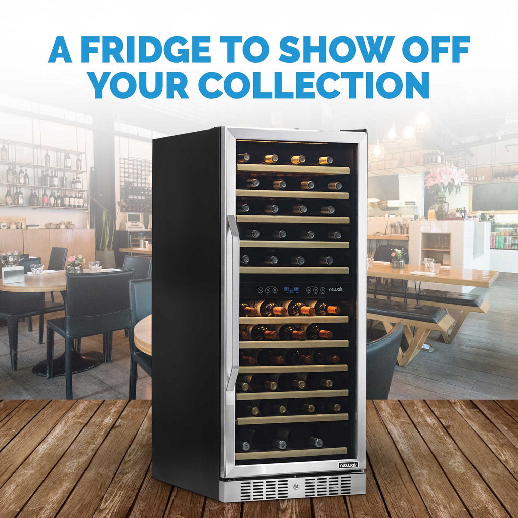 Newair - 27” 116-Bottle Dual-Zone Built-in Stainless Steel Wine Cooler (AWR-1160DB)