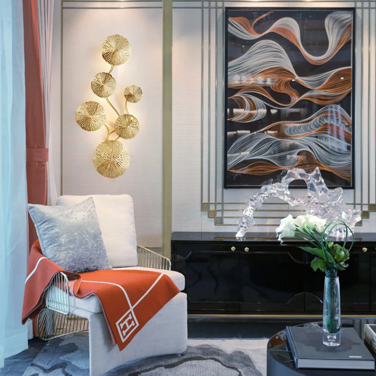Nordic Copper Lotus Leaf Wall Lamp