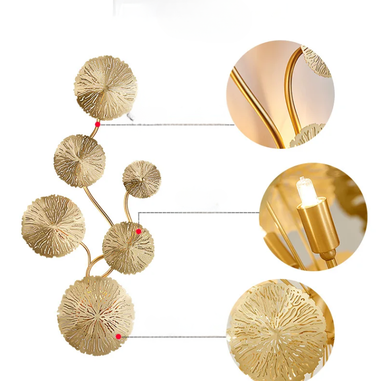 Nordic Copper Lotus Leaf Wall Lamp