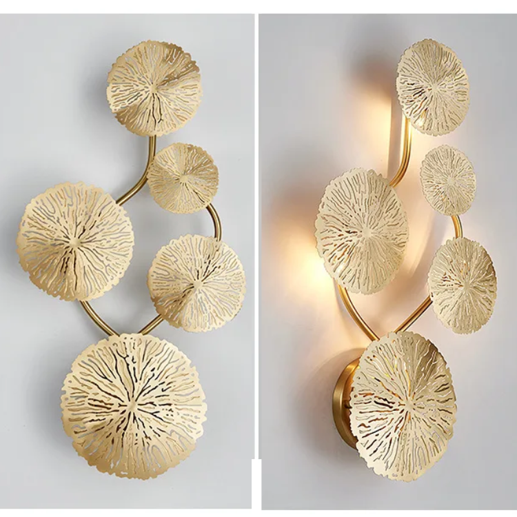 Nordic Copper Lotus Leaf Wall Lamp