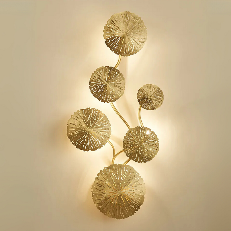 Nordic Copper Lotus Leaf Wall Lamp