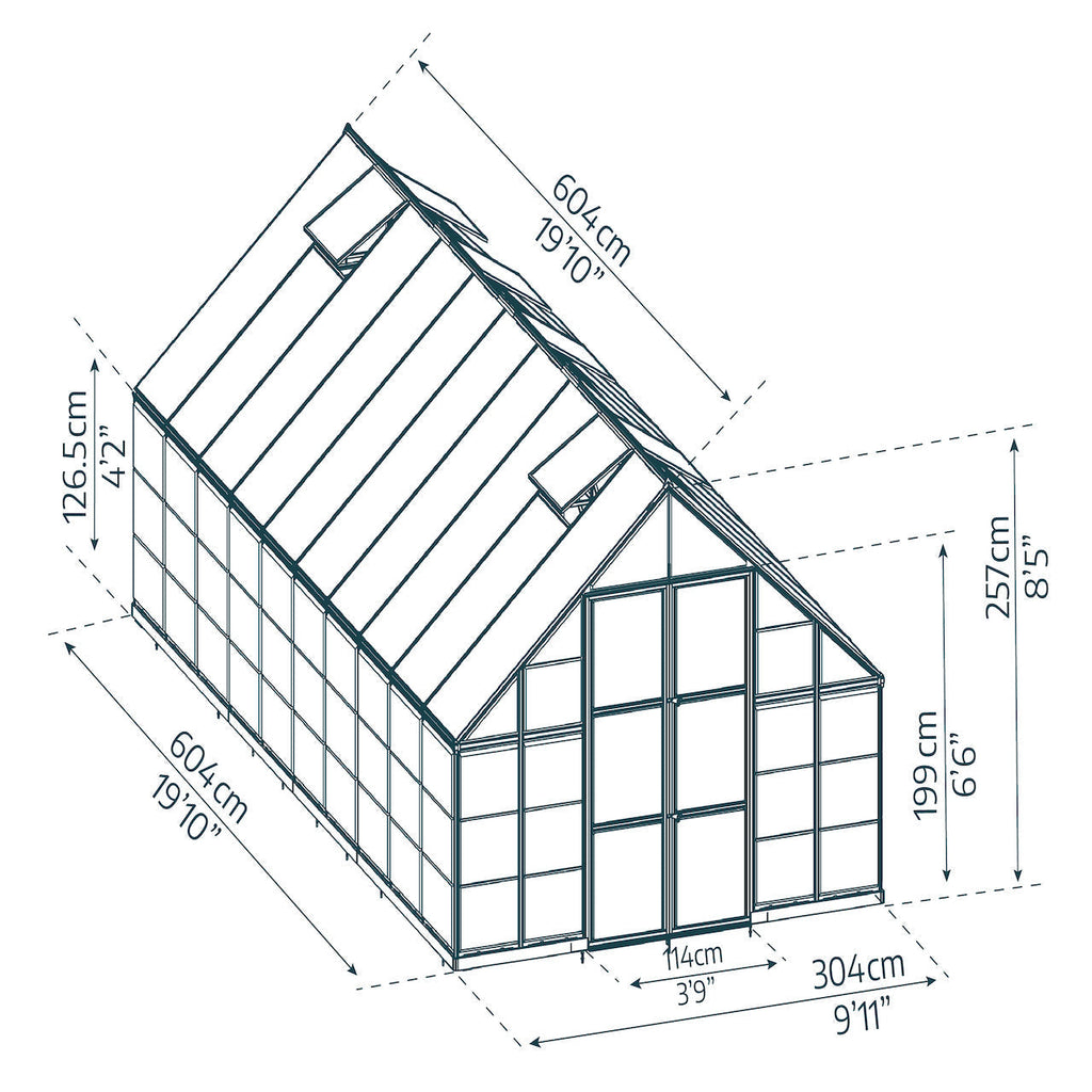 Palram - Canopia | Balance Greenhouse Kit With Clear 0.8mm Polycarbonate Glazing - HG6108G