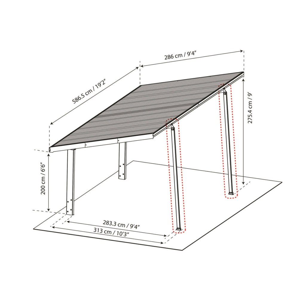 Palram - Canopia | Sydney Carport Extra Support Poles - HG9096