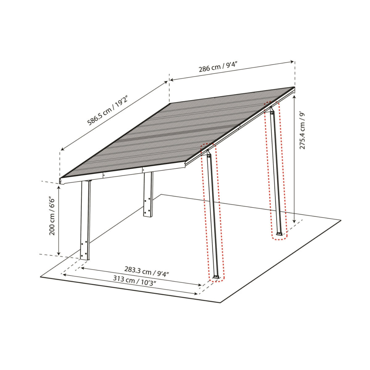 Palram - Canopia | Sydney Carport Extra Support Poles - HG9096