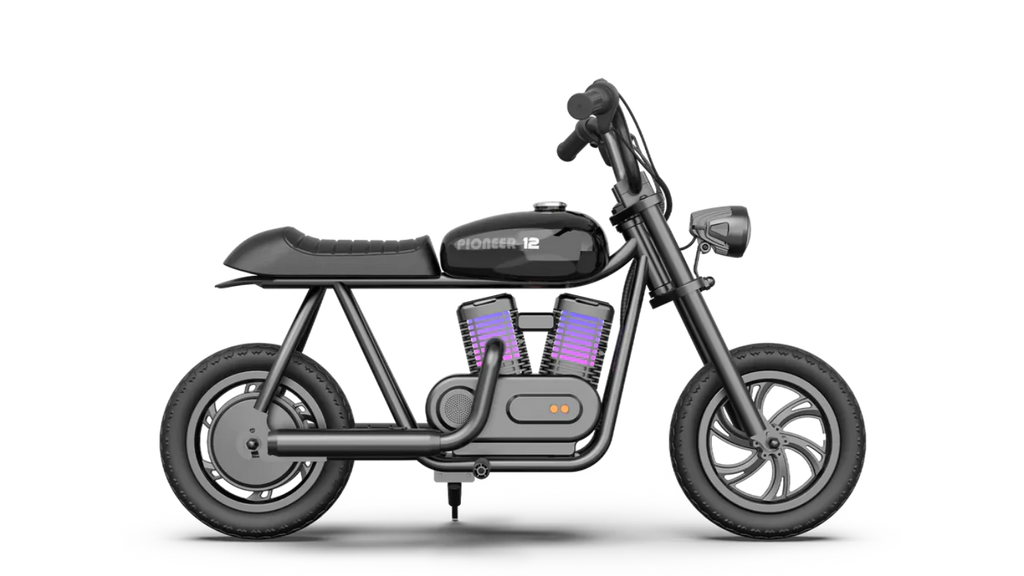 Hyper Gogo Pioneer 12 Plus Electric Kids Motorcycle Bluetooth Speaker 21.9V 160W 10 MPH 7.5 Miles - EL-MB05P-BLACK