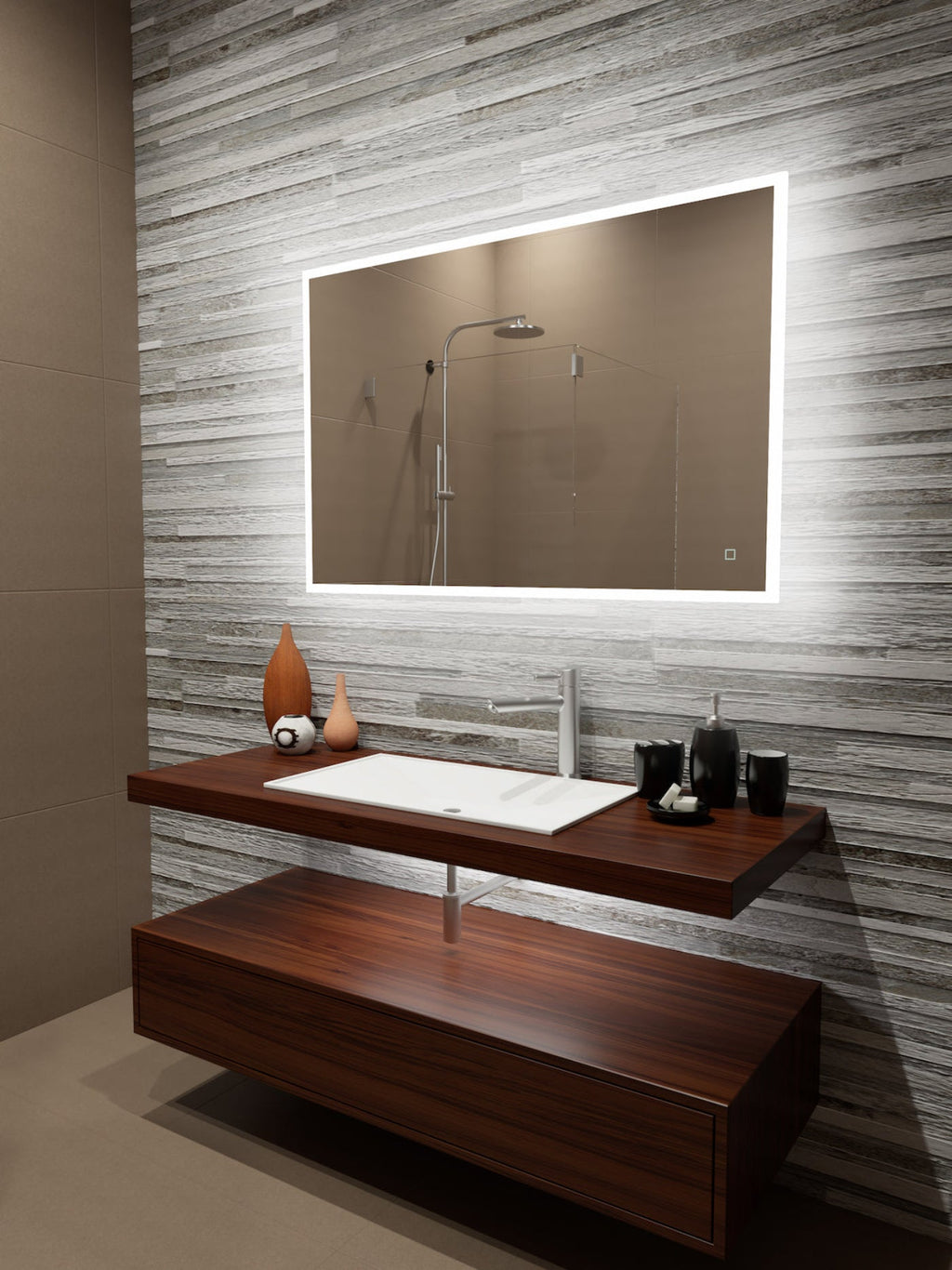 Paris Mirror 48" x 32" Rectangle Reflection Edge Lit Mirror With Touch/ON/OFF Dim Sensor Switch 6000K - REFLX48326000