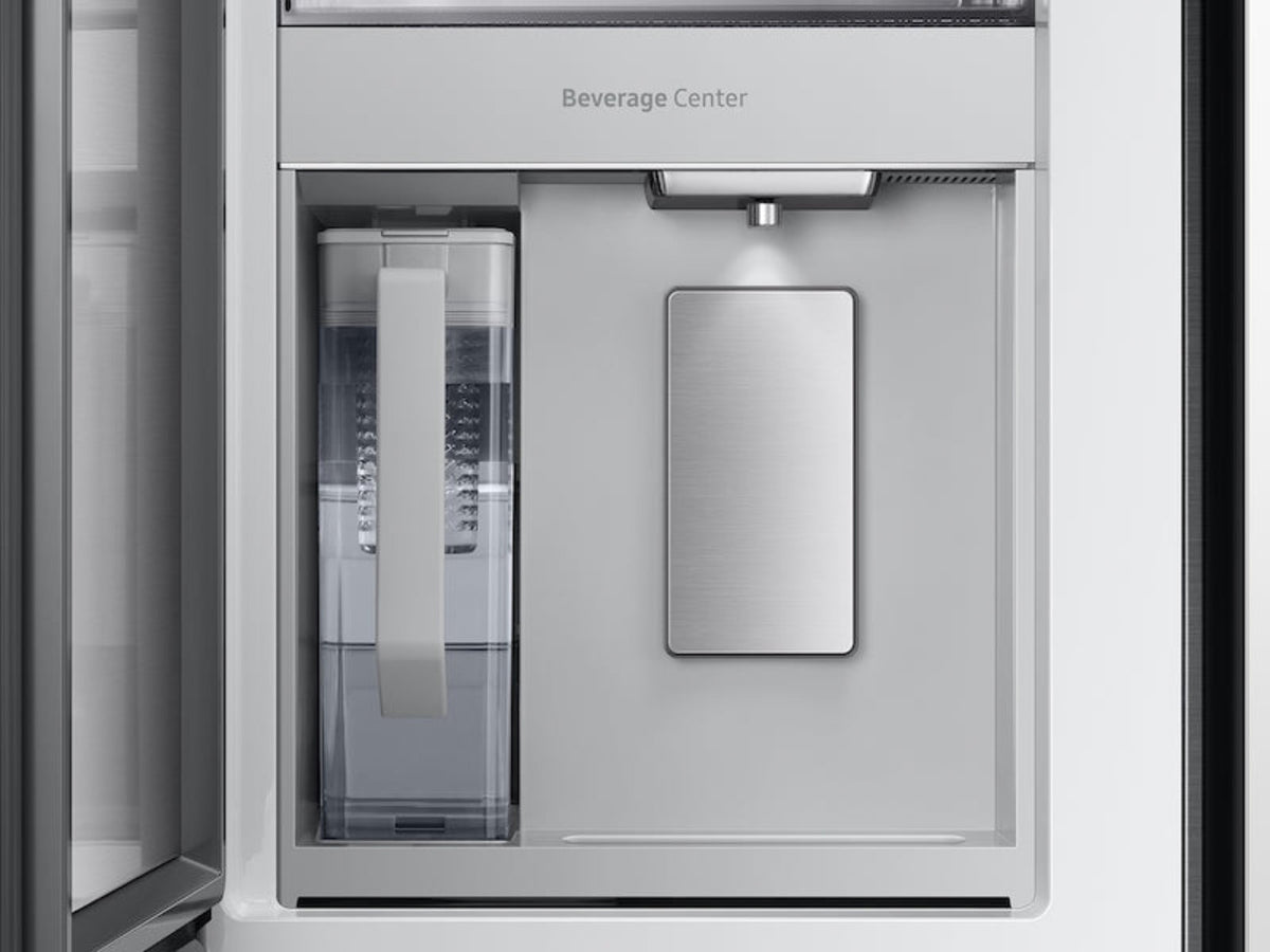 SAMSUNG Bespoke 36" 29 cu. ft. Standard Depth 4-Door French Door Smart Refrigerator with Beverage Center in White Glass - RF29BB860012AA