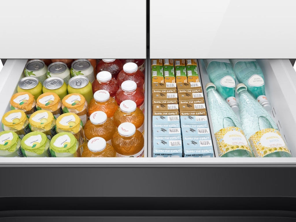 SAMSUNG Bespoke 36" 29 cu. ft. Standard Depth 4-Door French Door Smart Refrigerator with Beverage Center in White Glass - RF29BB860012AA